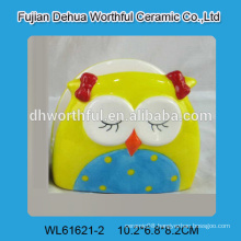 Beautiful owl shaped ceramic napkin holder in bright color